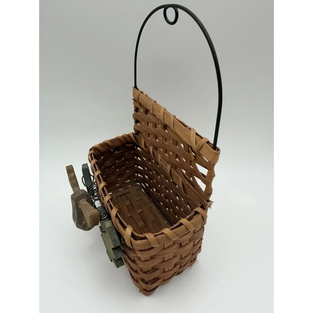 Wicker Hanging Basket w/Moose Rustice Cottage Mini Basket 5
